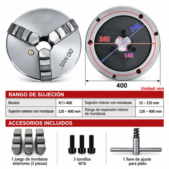CHUCK UNIVERSAL 3 MUELAS 16" / 400MM SAN OU K11-400