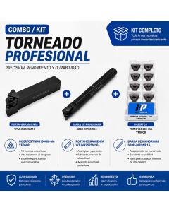 Kit Torneado Porta Exterior WTJNR 2525M16 + Porta Interior S20R MTQNR16 Caja Insertos TNMG160408 MA YF0608