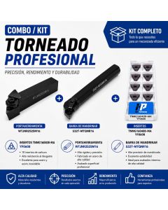 Kit Torneado Porta Exterior WTJNR 2525M16 + Porta Interior S32T MTQNR16 Caja Insertos TNMG160408 MA YF0608